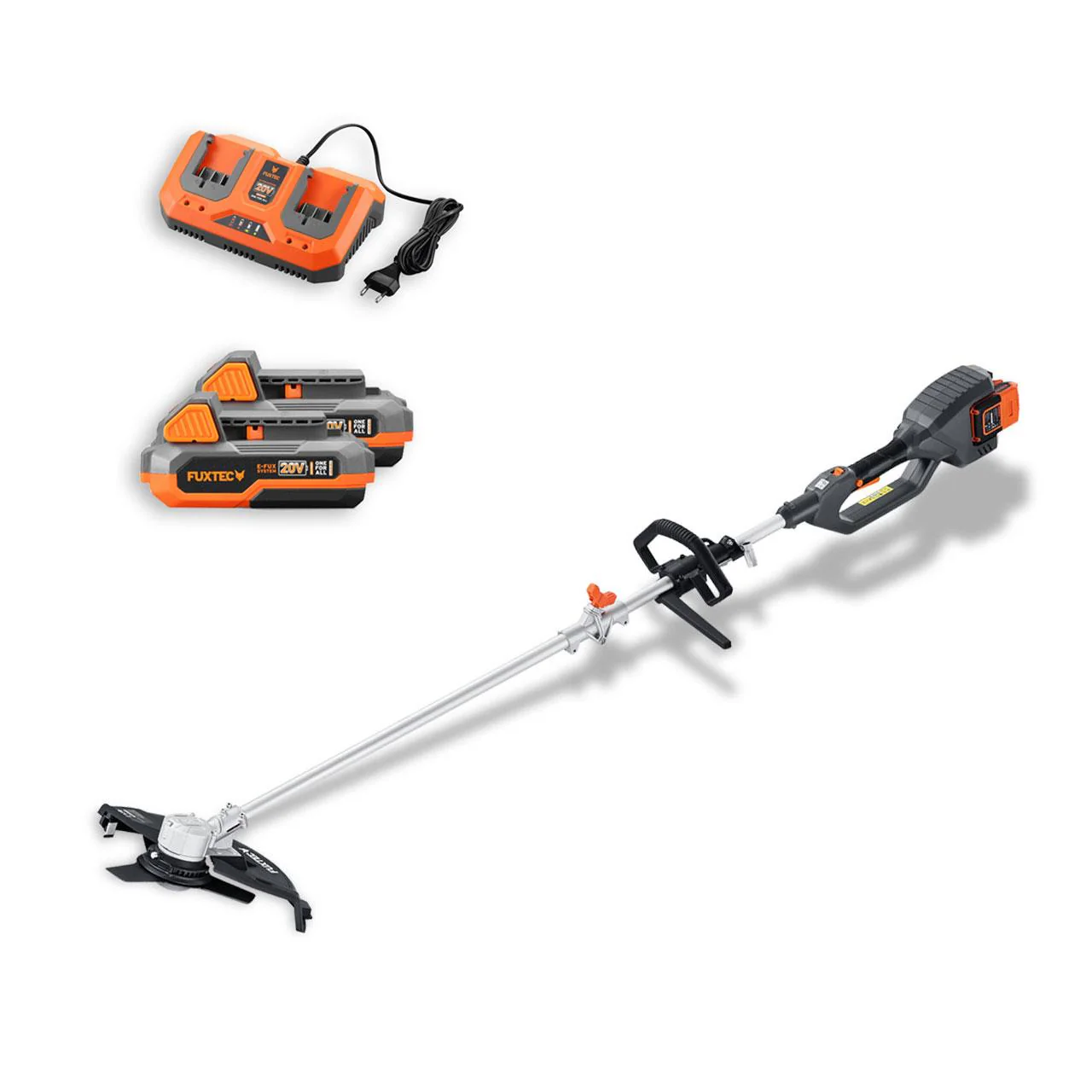 B-WARE Desbrozadora a batería 2x20V FUXTEC FX-E2MSSET - Set con 2 baterías de 2Ah y cargador dual de 2,4A