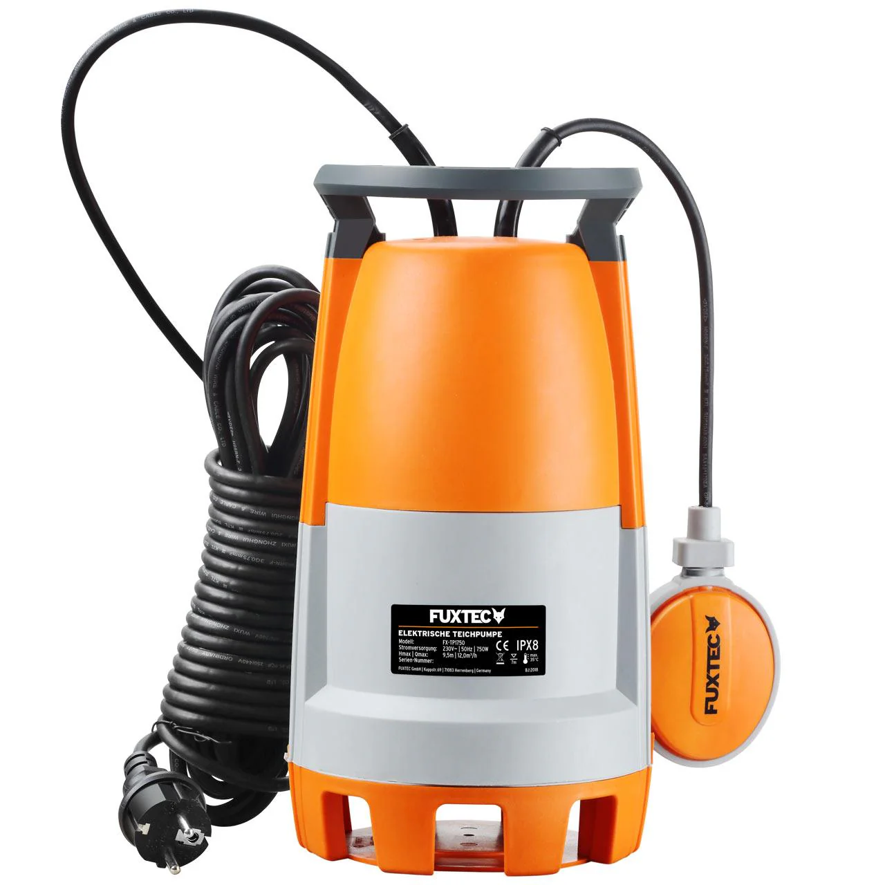 Bomba sumergible de aguas residuales FUXTEC FX-TP1750 750 watts, máx. 12000 l/h - Image 2