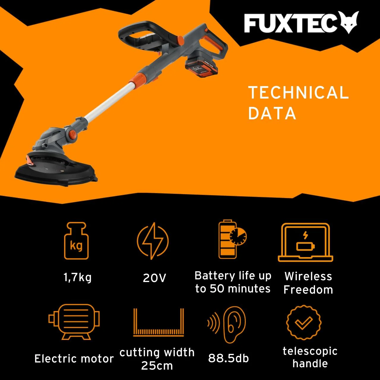 FUXTEC 20V Cordless Grass Trimmer FX-GT20 SET desbrozadora - Image 3