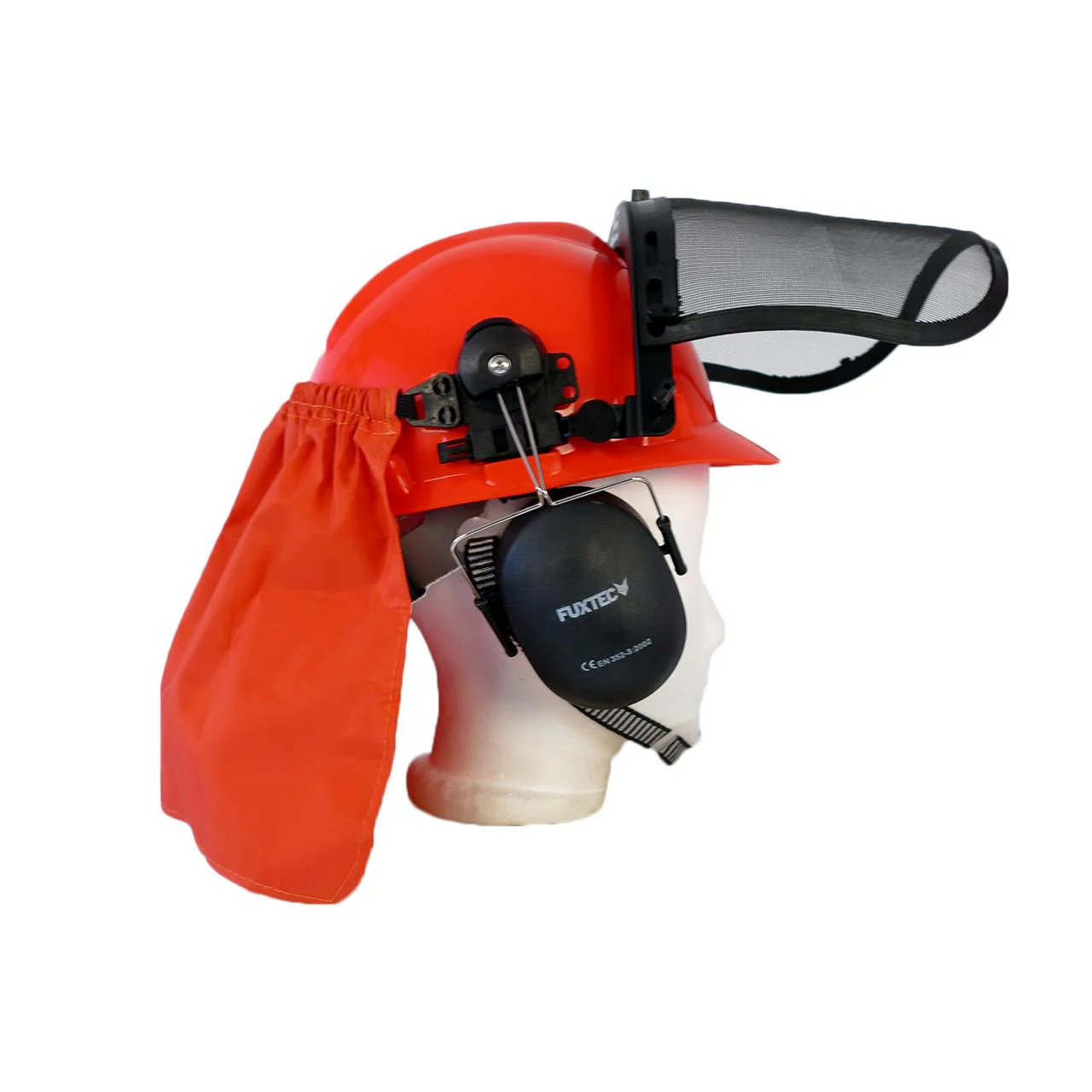 B-WARE Casco de seguridad forestal FUXTEC con protección para la nuca