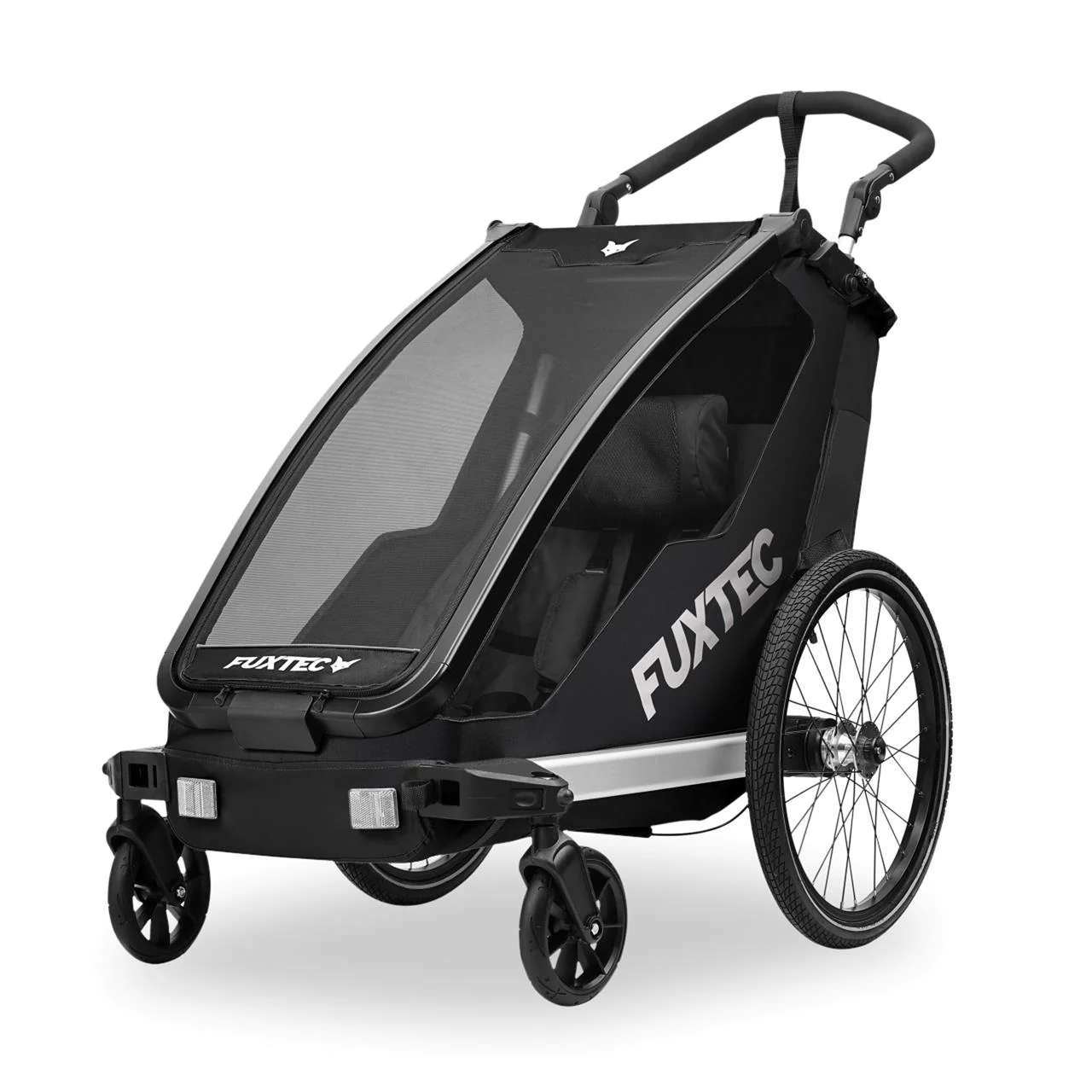 Remolque para bicicletas FUXTEC FX-FA1S negro con rueda jogger - Image 2