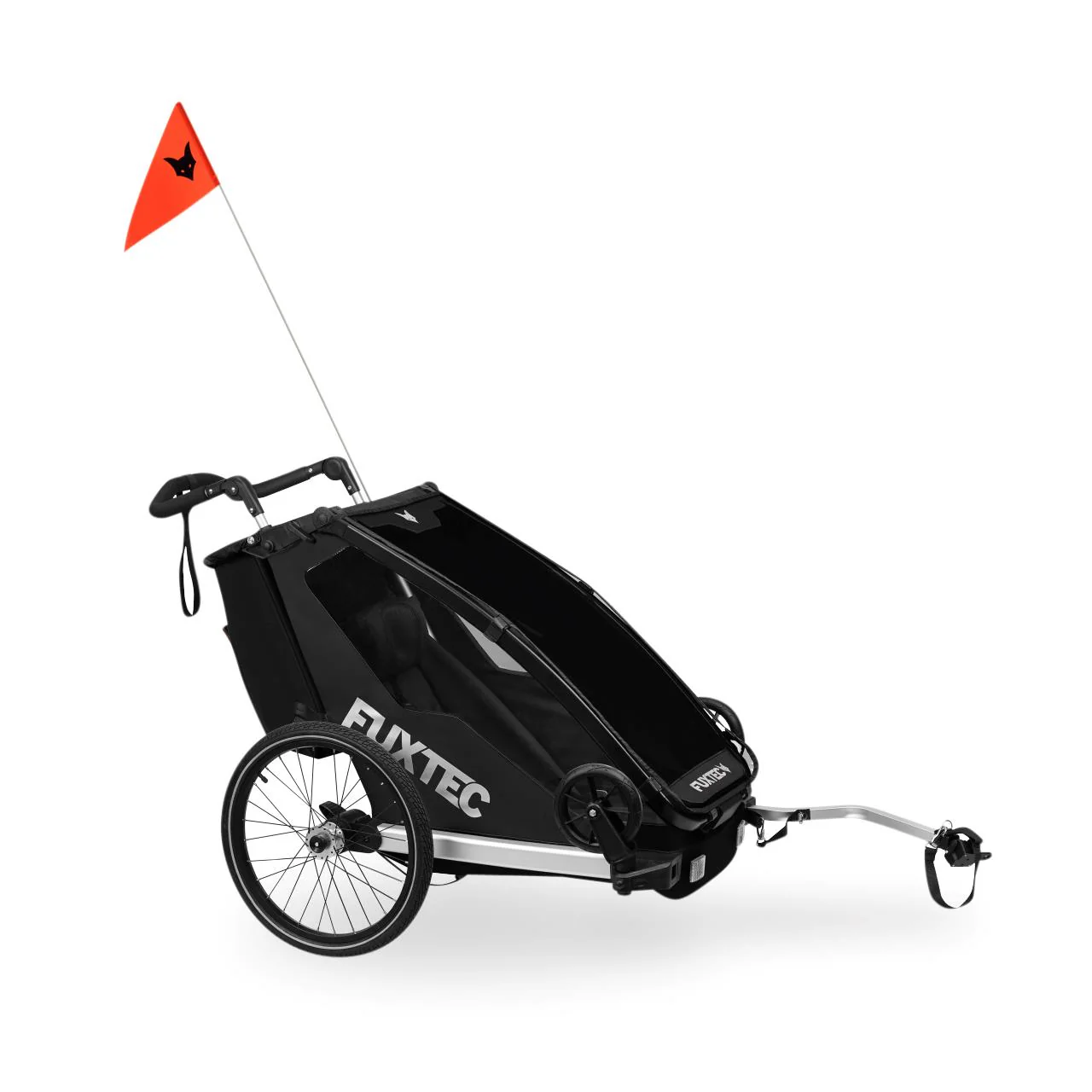 Remolque para bicicletas FUXTEC FX-FA1S negro con rueda jogger - Image 5